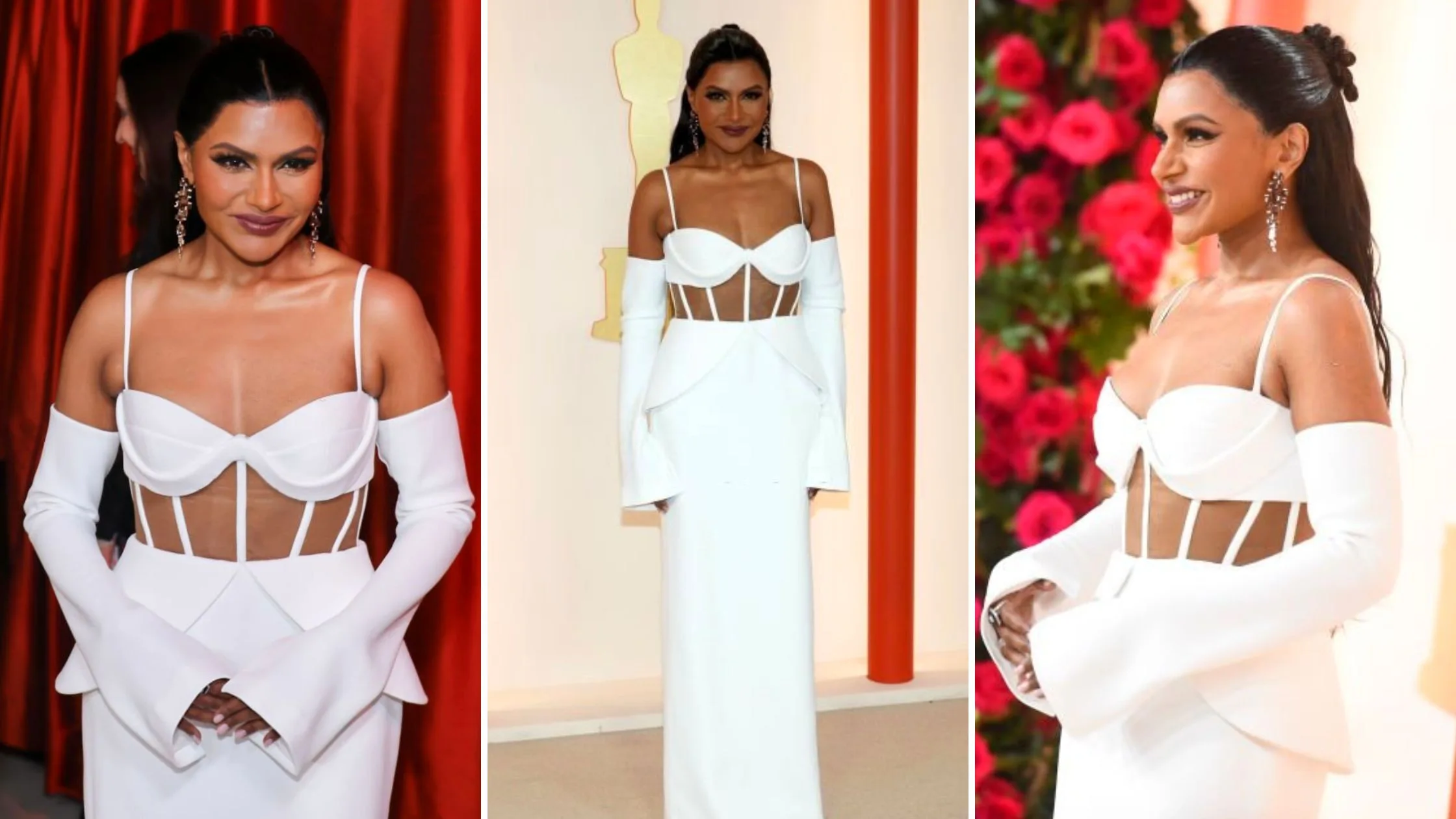 Mindy Kaling Stuns In Vera Wang White Gown at Oscars
